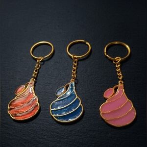 Handmade UV Resin Perfume Bottle Keychain - Set of 3 Pink Blue Red